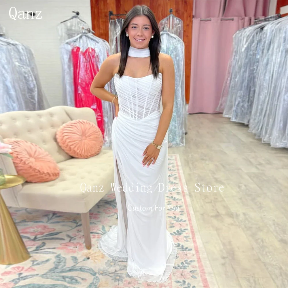 Qanz Elegant Chiffon Wedding Dresses Women Mermaid High Side Slit Vestido De Novia Open Back Corset Robe De Mariée Customized
Qanz Elegant Chiffon Wedding Dresses Women Mermaid High Side Slit Vestido De Novia Open Back Corset Robe De Mariée Customized