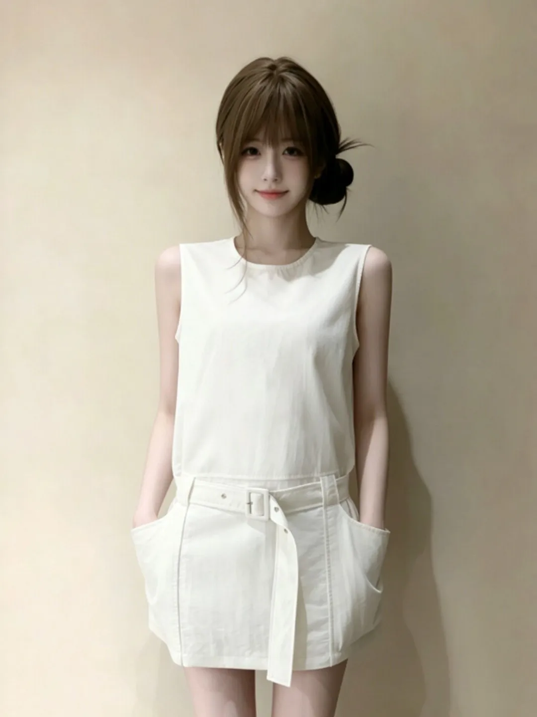 Korean Style Belted Slim Fit Vest Short Skirt Dress Women's Summer Fashion Casual Business Cotton Dress City Walk
Korean Style Belted Slim Fit Vest Short Skirt Dress Women's Summer Fashion Casual Business Cotton Dress City Walk