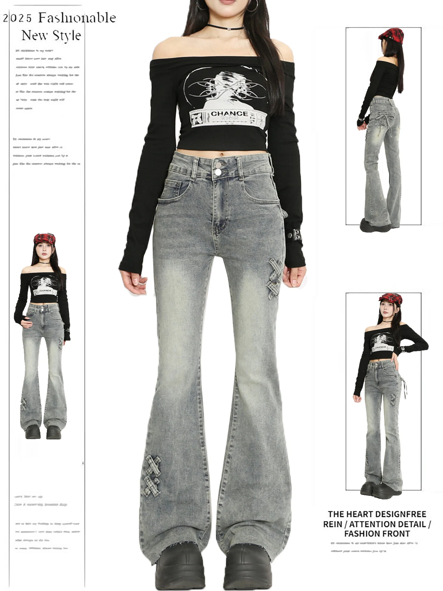 Retro Blue High Waist Bell Bot Jeans Women's Faionable Slimming Bootcut Pants with Bow Design for Autumn Season
Retro Blue High Waist Bell Bot Jeans Women's Faionable Slimming Bootcut Pants with Bow Design for Autumn Season