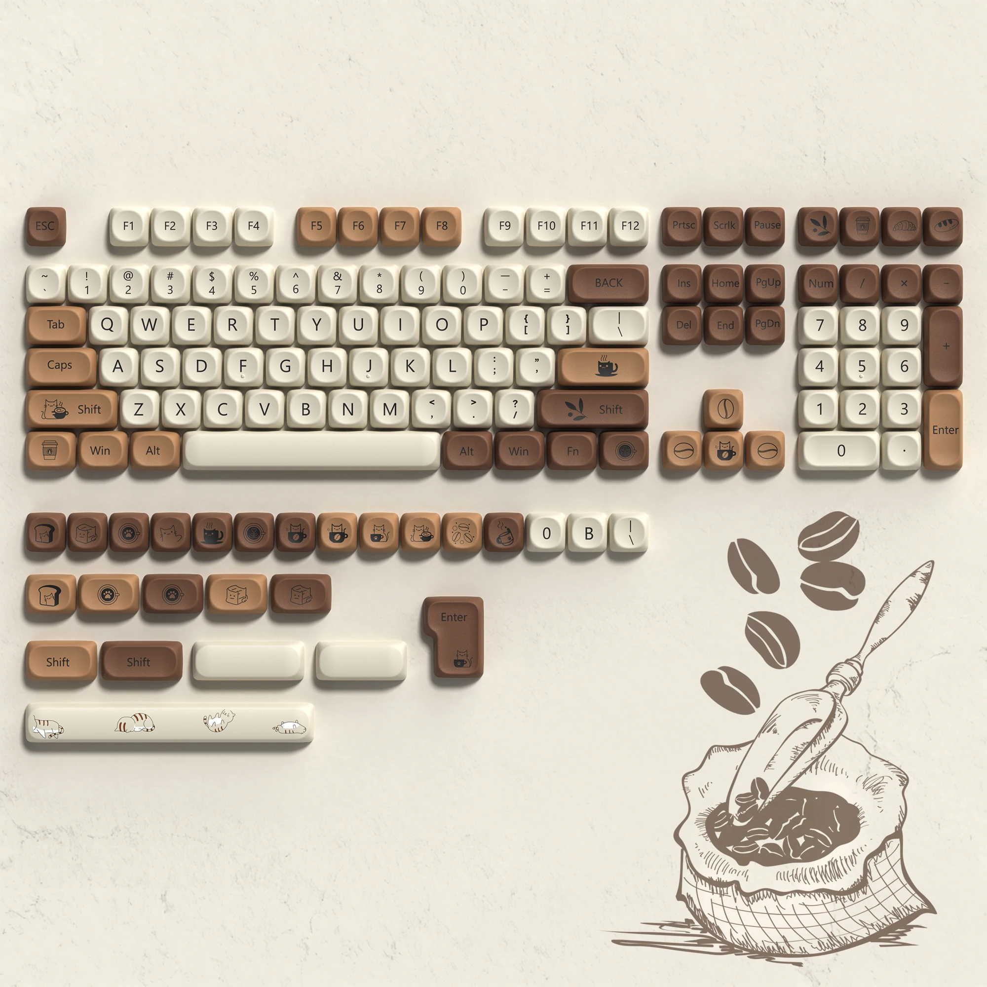 130-клавишные колпачки для клавиш Coffee Cat PBT MOA Profile PBT Dye Sub DIY колпачки для клавиш для игровой механической клавиатуры 61/87/104 Cherry MX Switch 
130-клавишные колпачки для клавиш Coffee Cat PBT MOA Profile PBT Dye Sub DIY колпачки для клавиш для игровой механической клавиатуры 61/87/104 Cherry MX Switch