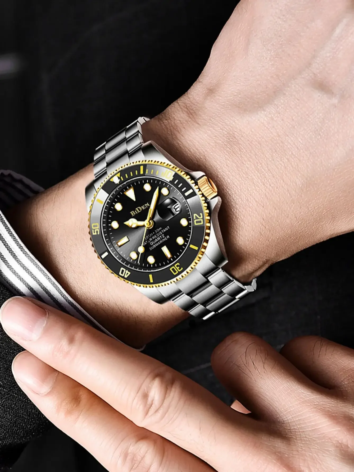 BIDEN Men's Quartz Watch, Waterproof, Automatic Date, Luminous Hands, Stainless Steel Strap, Business Style
BIDEN Men's Quartz Watch, Waterproof, Automatic Date, Luminous Hands, Stainless Steel Strap, Business Style
