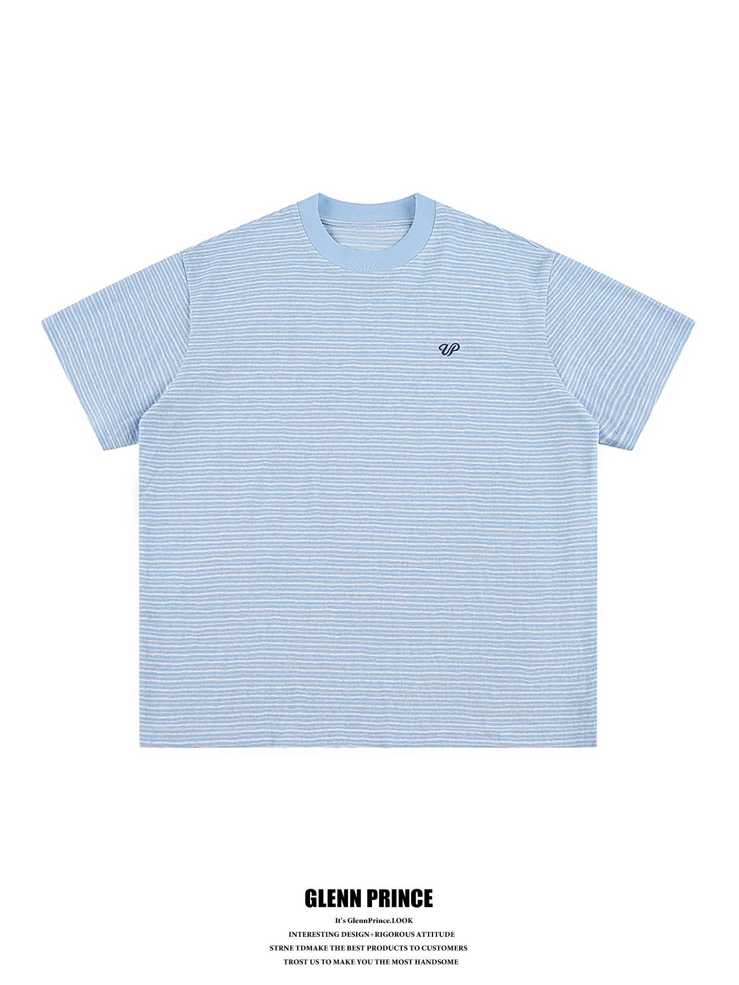 Loose Fit Korean Style Short Sleeve T-Shirt for Men Blue Striped round Neck Embroidered Casual Breathable Summer Top
Loose Fit Korean Style Short Sleeve T-Shirt for Men Blue Striped round Neck Embroidered Casual Breathable Summer Top