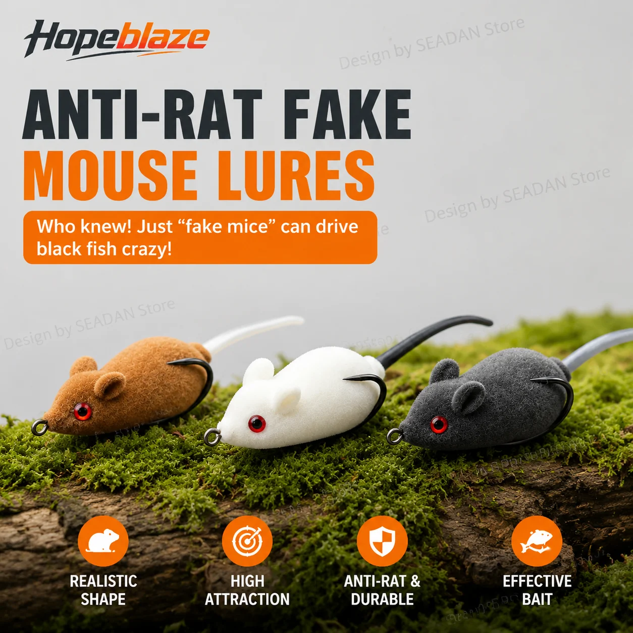 Hopeblaze Flocked Mouse Soft Lure 7cm 8.7g/9.2g, Bite Resistant Weedless Freshwater Bait for Snakehead, Bass, Pike
Hopeblaze Flocked Mouse Soft Lure 7cm 8.7g/9.2g, Bite Resistant Weedless Freshwater Bait for Snakehead, Bass, Pike