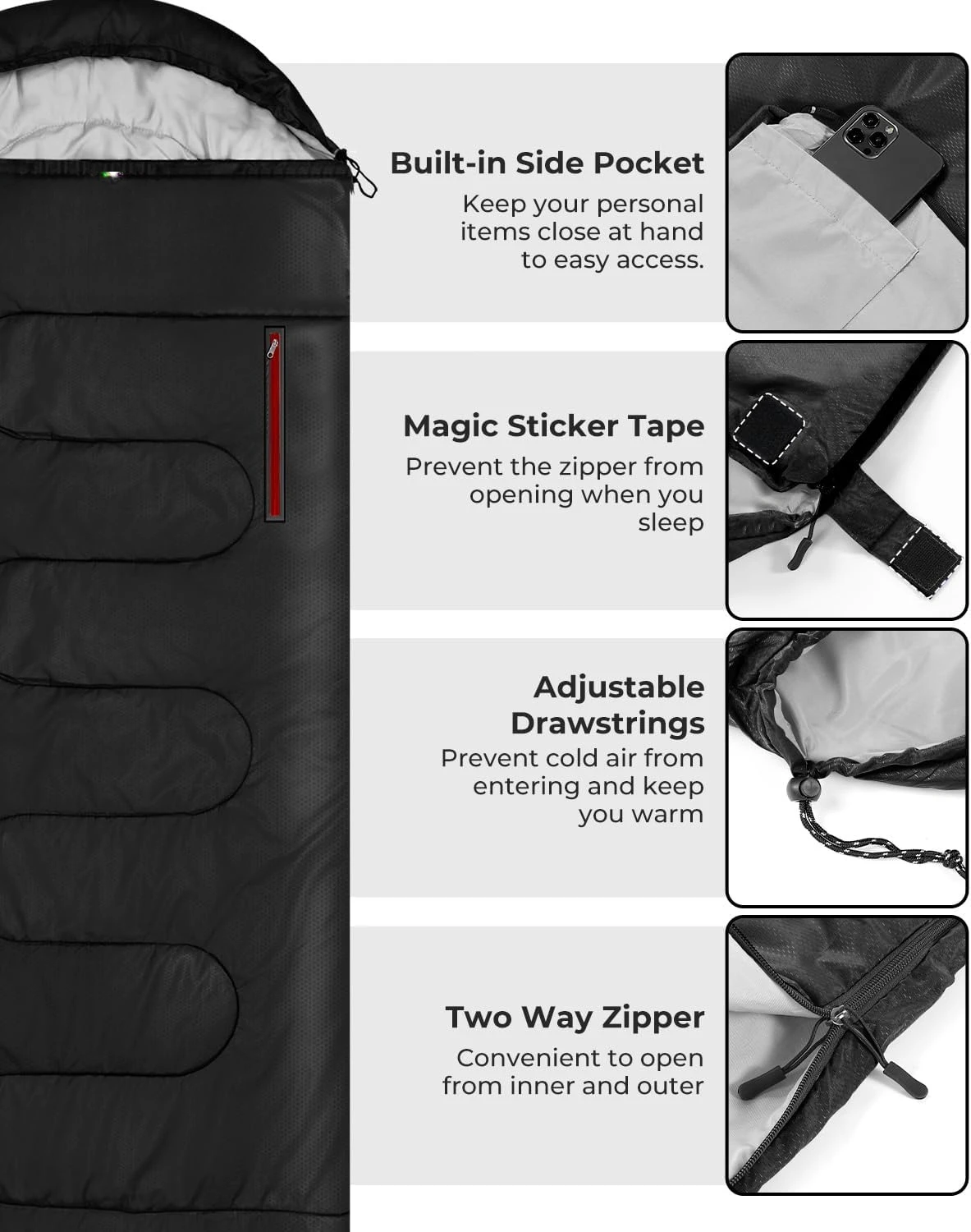Sleeping Bag - Wearable for Adults & Kids with Arm Zipper Holes in Cold & Warm Weather, Waterproof Portable Sleeping Bag
Sleeping Bag - Wearable for Adults & Kids with Arm Zipper Holes in Cold & Warm Weather, Waterproof Portable Sleeping Bag