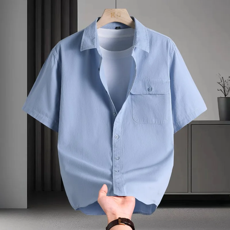 Men's Short Sleeve Shirts Classic Solid Color Business Casual Shirt Fashion Versatile Lapel Shirts Social Office Men Clothing
Men's Short Sleeve Shirts Classic Solid Color Business Casual Shirt Fashion Versatile Lapel Shirts Social Office Men Clothing