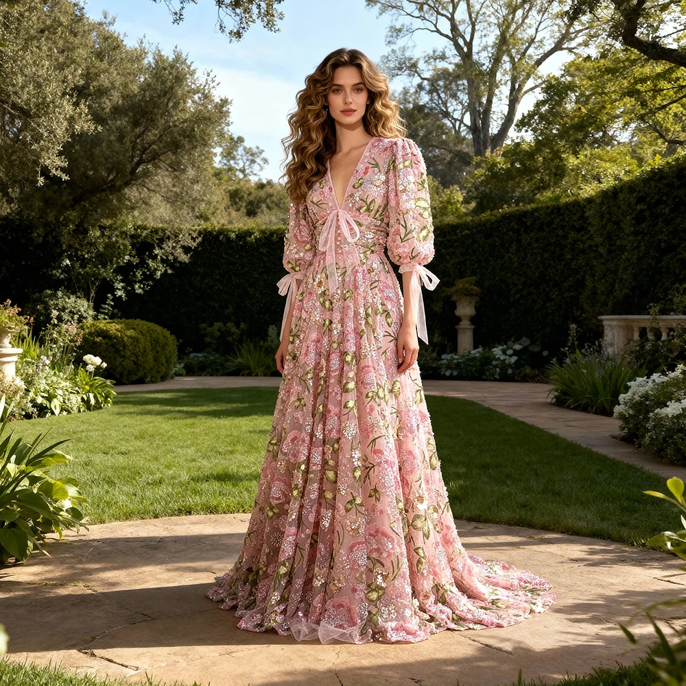 Unique Prom Dresses Puffy Sleeves Weddings Dresses Bridal V Neck Embroidery Sequined Lace Evening Gowns Woman Ceremony Dress
Unique Prom Dresses Puffy Sleeves Weddings Dresses Bridal V Neck Embroidery Sequined Lace Evening Gowns Woman Ceremony Dress