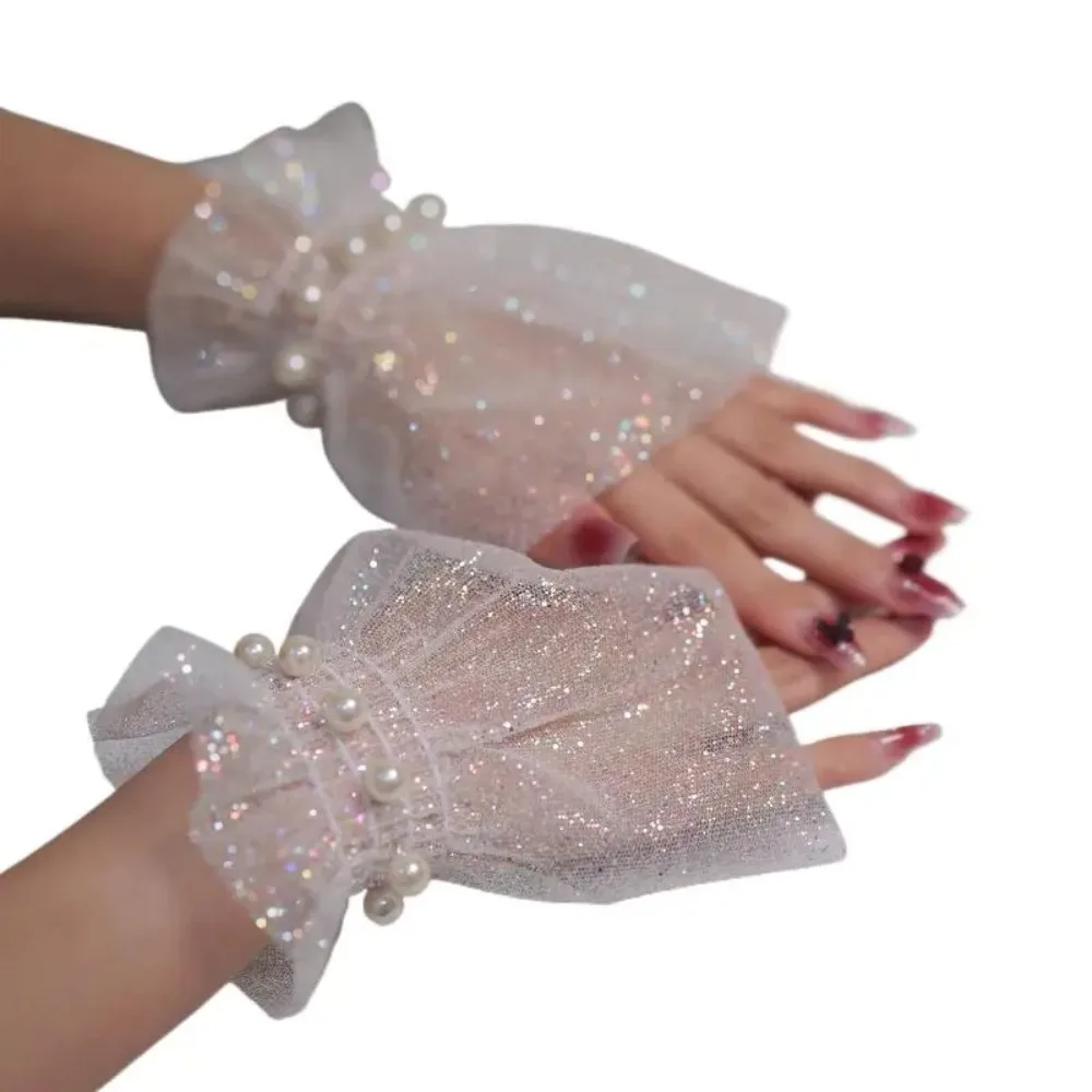Reusable Short Length Wrist Fake Sleeves Tulle Sequin Decorative False Cuff Detachable Pearl Women Cuff Extension Manicure Art
Reusable Short Length Wrist Fake Sleeves Tulle Sequin Decorative False Cuff Detachable Pearl Women Cuff Extension Manicure Art