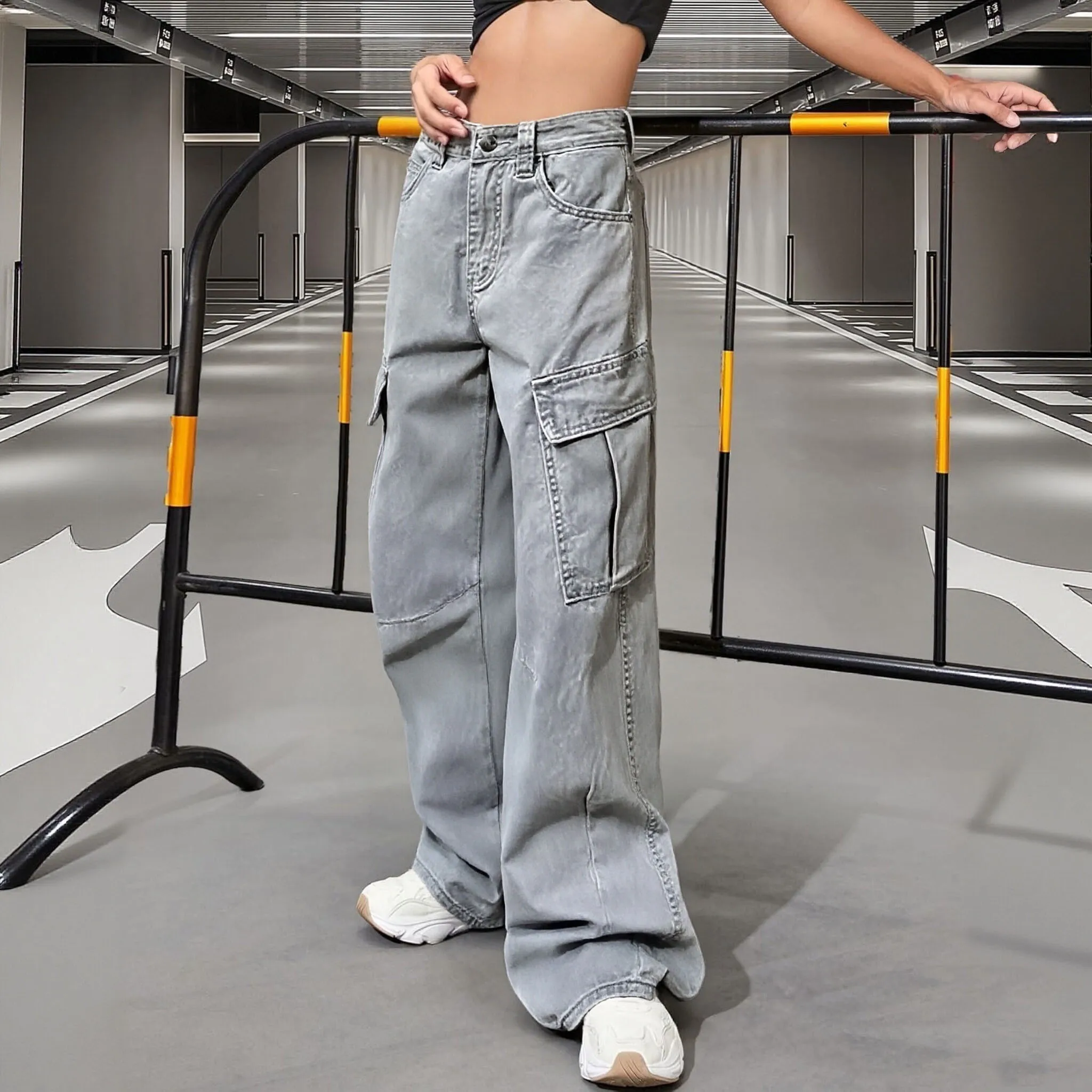 Женская уличная одежда, серые джинсы-карго с Mutil и карманами, винтажные мешковатые джинсовые брюки с высокой талией, уличные повседневные широкие брюки
Женская уличная одежда, серые джинсы-карго с Mutil и карманами, винтажные мешковатые джинсовые брюки с высокой талией, уличные повседневные широкие брюки