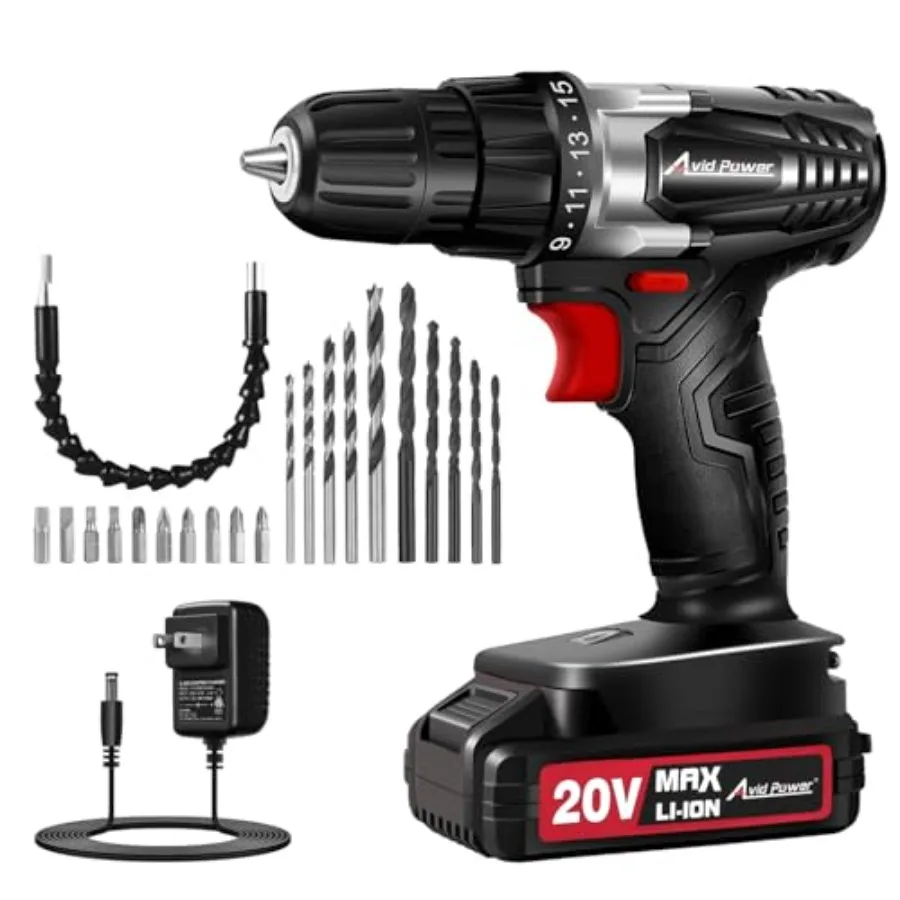 20V Cordless Drill Set for Home DIY and Beginner Projects - Lightweight Power Drill with Battery and 22 Accessories
20V Cordless Drill Set for Home DIY and Beginner Projects - Lightweight Power Drill with Battery and 22 Accessories