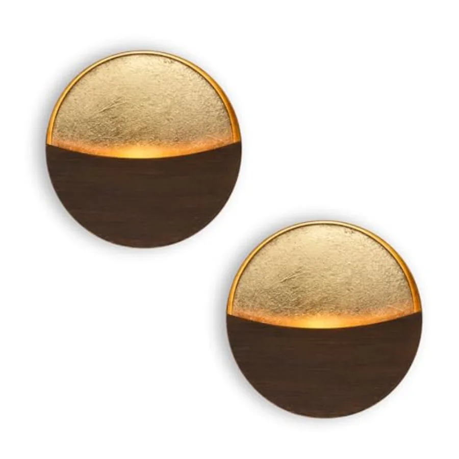 Eclipse Wall Candle Holder Set of 2 Metal Candle Sconces with Brushed Wood Grain and Gold Interior Christmas Wall Decor for Liv
Eclipse Wall Candle Holder Set of 2 Metal Candle Sconces with Brushed Wood Grain and Gold Interior Christmas Wall Decor for Liv
