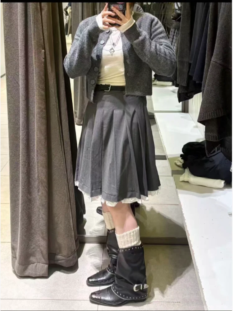 Sweet Preppy Sle Pleated Midi Skirt Women's New Winter Faion High Waist Polyester Fiber Ci Commute A-Line Skirt
Sweet Preppy Sle Pleated Midi Skirt Women's New Winter Faion High Waist Polyester Fiber Ci Commute A-Line Skirt