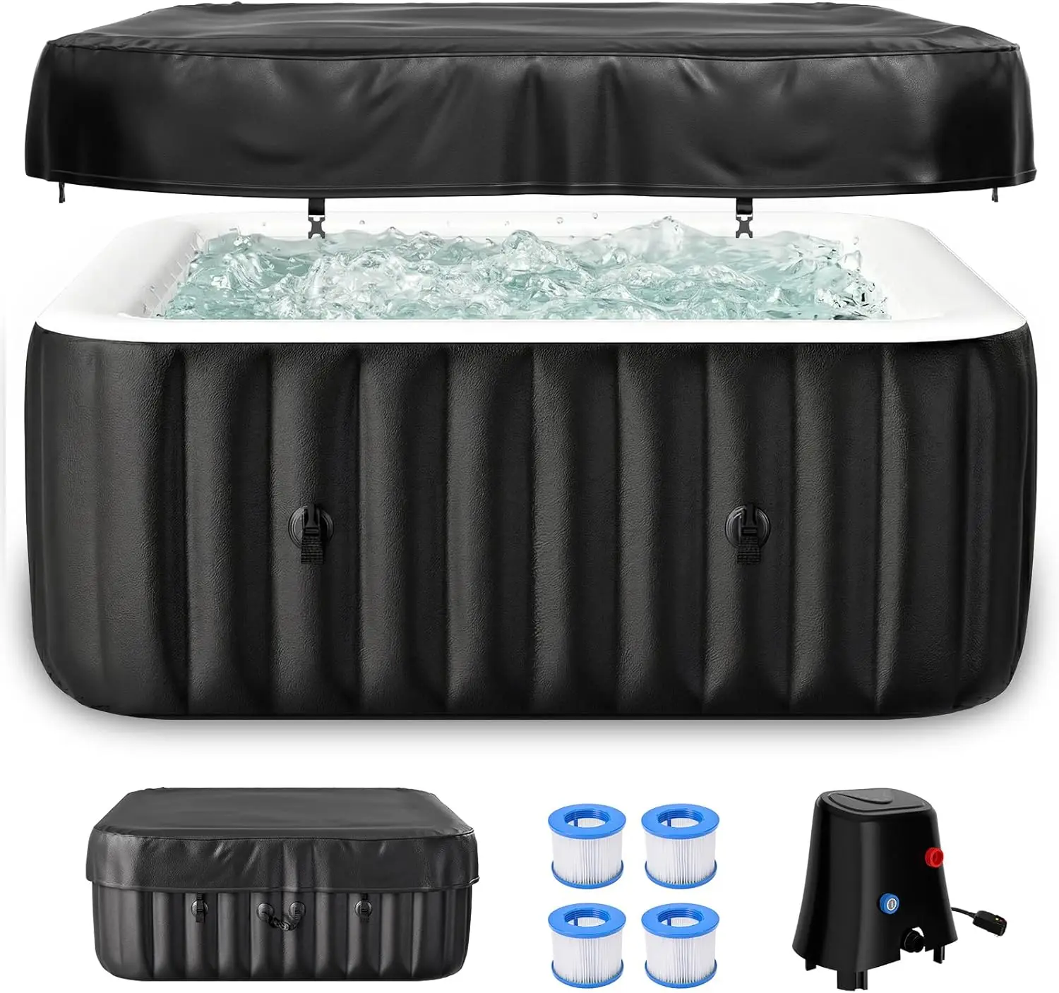 4-6 Person Inflatable Hot Tub, Large Portable Hot Tub with 130 Bubble Jets, Square Outdoor Spa Bathtub Set with Heater Pump, Fil
4-6 Person Inflatable Hot Tub, Large Portable Hot Tub with 130 Bubble Jets, Square Outdoor Spa Bathtub Set with Heater Pump, Fil