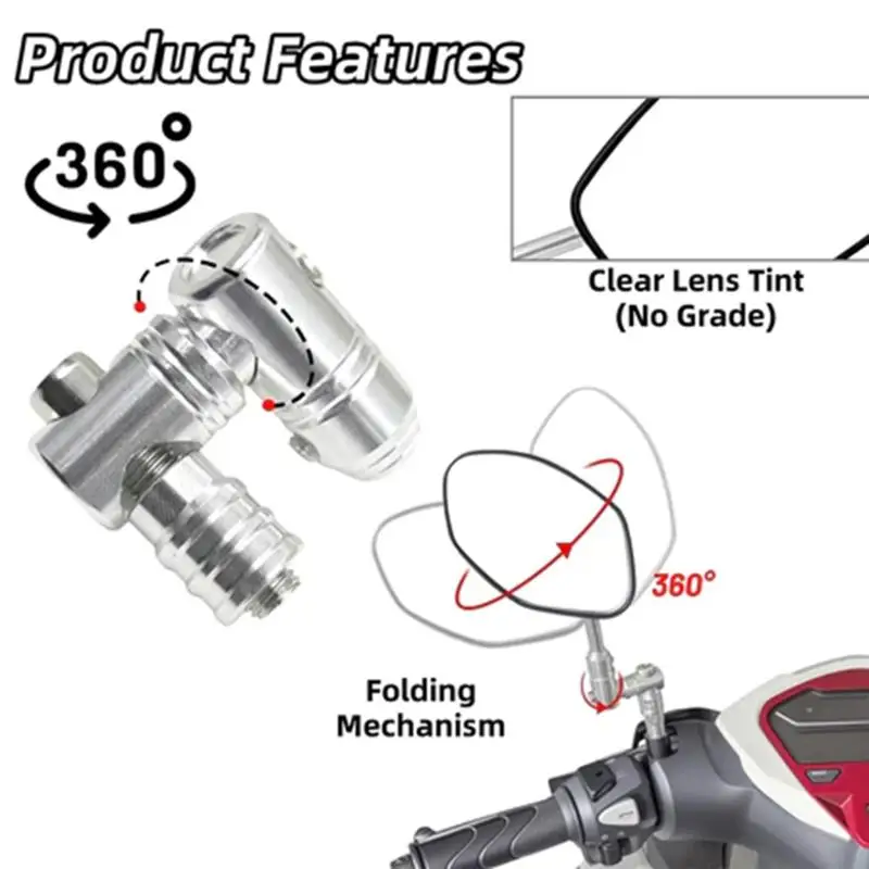 Motorcycle Enhancing Visibility Side Mirrors 360 Degree Folding Straight Pole
Motorcycle Enhancing Visibility Side Mirrors 360 Degree Folding Straight Pole