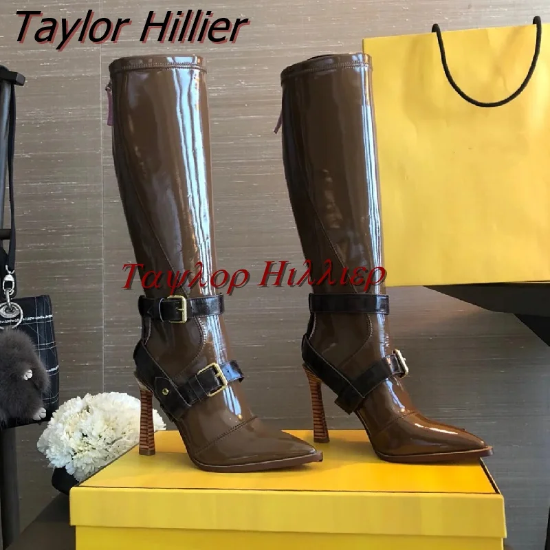 Boots Women'S Spring New Pointed Lacquer Leather Knight Boots High Heel Brown Boots Back Zipper Fashion Sexy Party Women'S Shoes
Boots Women'S Spring New Pointed Lacquer Leather Knight Boots High Heel Brown Boots Back Zipper Fashion Sexy Party Women'S Shoes
