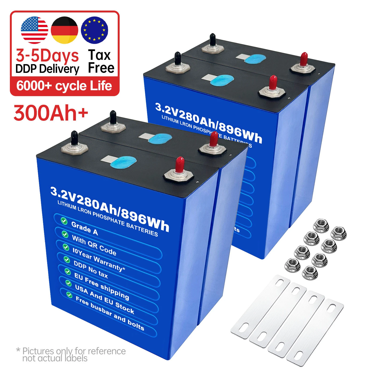 Grade A LF280K LiFePo4 280Ah CATL EVE 3.2v 320Ah EU Lithium Battery Cell Prismatic Li Ion Rechargeable lifepo4 3 2v Batterie
Grade A LF280K LiFePo4 280Ah CATL EVE 3.2v 320Ah EU Lithium Battery Cell Prismatic Li Ion Rechargeable lifepo4 3 2v Batterie