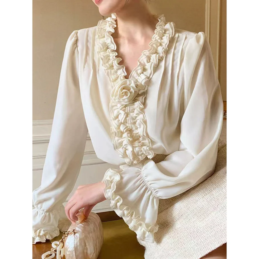 Spring 2026 Heavy Embroidery Rose Long Sleeve Shirt Draped Gauze Lace Trim Loose Fit French Style Women's Premium Quality Top
Spring 2026 Heavy Embroidery Rose Long Sleeve Shirt Draped Gauze Lace Trim Loose Fit French Style Women's Premium Quality Top