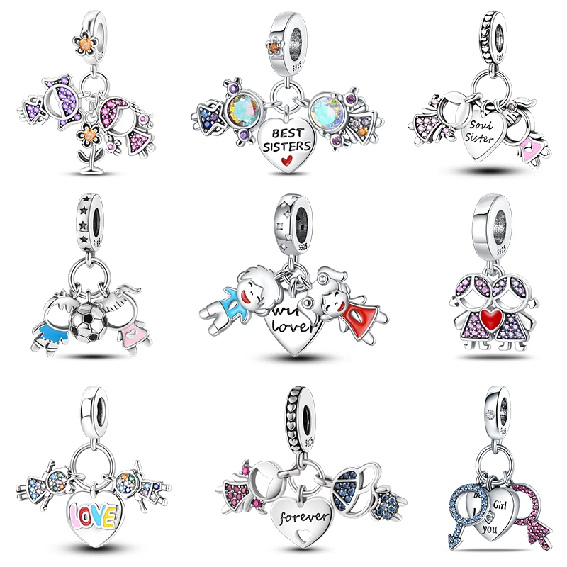 Real 925 Sterling Silver Girls Boys Hand In Hand Heart Couple Charms Beads Fit Pandora 925 Original Bracelets DIY Jewelry Gifts
Real 925 Sterling Silver Girls Boys Hand In Hand Heart Couple Charms Beads Fit Pandora 925 Original Bracelets DIY Jewelry Gifts