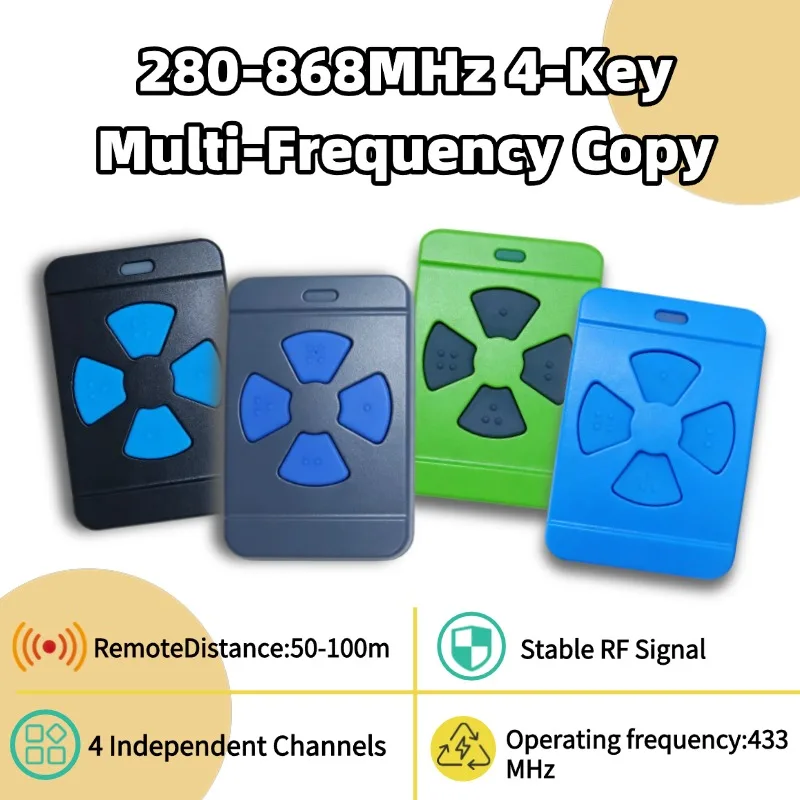 Multi-Frequency 280-868MHz Universal Garage Door Remote Control Duplicator Transmitter for Barrier Gate
Multi-Frequency 280-868MHz Universal Garage Door Remote Control Duplicator Transmitter for Barrier Gate