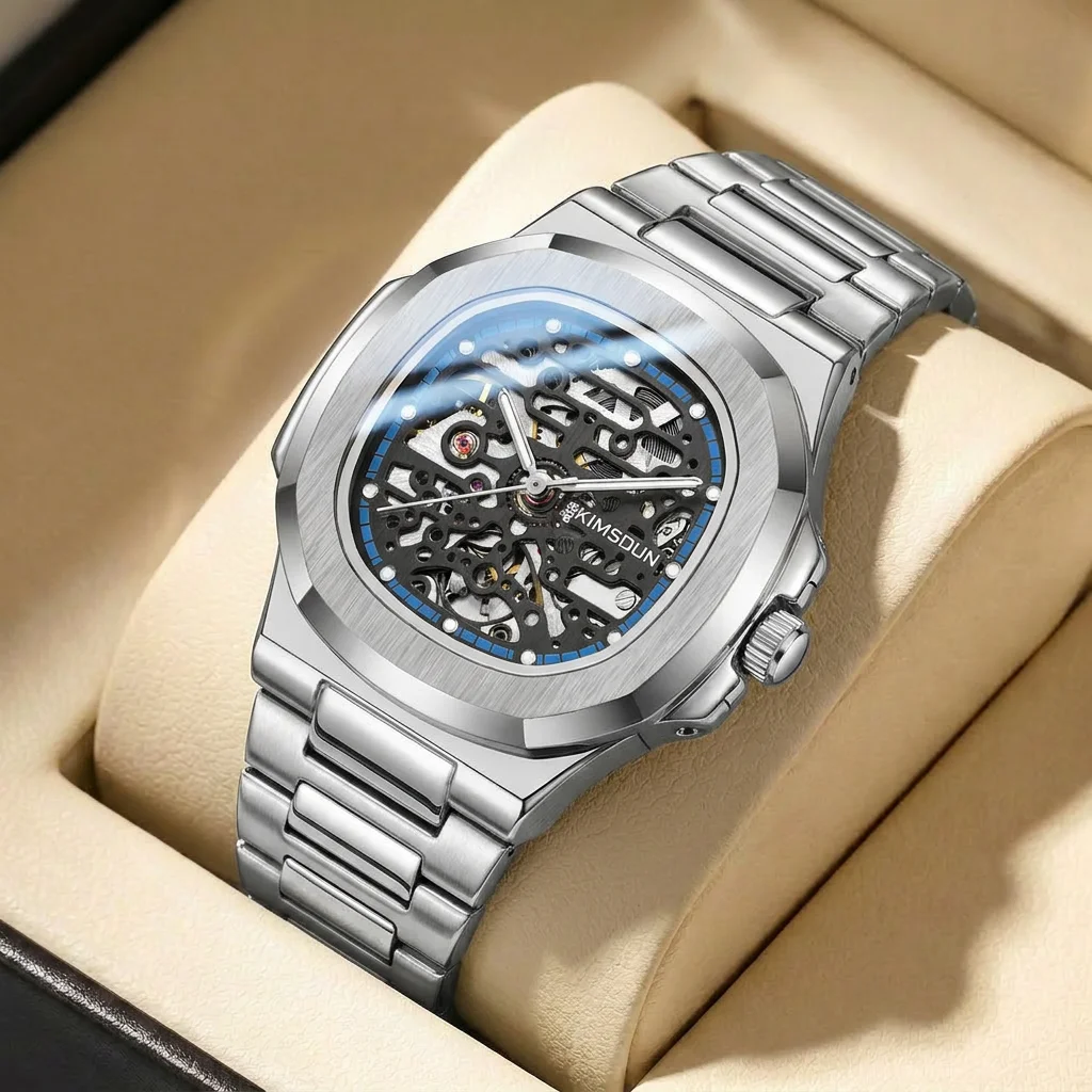 1pcs Men's silver dial alloy strap vintage fashion skeleton gear luxury details Mechanical Watch for business party holiday
1pcs Men's silver dial alloy strap vintage fashion skeleton gear luxury details Mechanical Watch for business party holiday