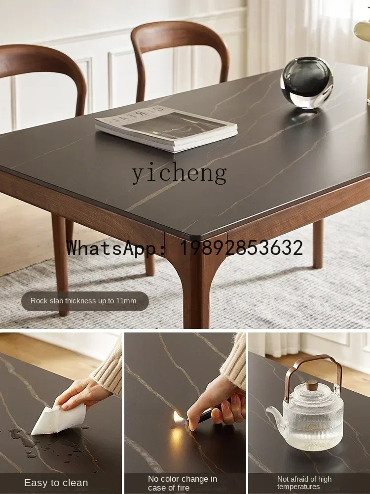HYS Stone Plate Dining Table Black Walnut Wooden Table Affordable Luxury Style Dining-Table Chair
HYS Stone Plate Dining Table Black Walnut Wooden Table Affordable Luxury Style Dining-Table Chair