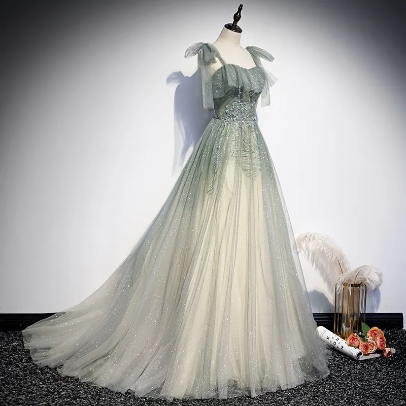 Sling Evening Dress Women Elegant Temperament Simple Wedding Party Dresses Ruffles Exquisite Tulle Prom Slim Waist Lace-up Gown
Sling Evening Dress Women Elegant Temperament Simple Wedding Party Dresses Ruffles Exquisite Tulle Prom Slim Waist Lace-up Gown