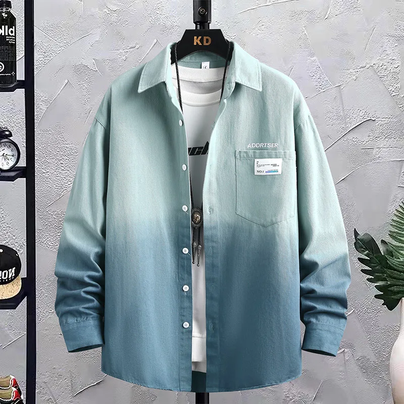 Trendy Gradient Color Long Sleeve Cotton Shirt Men's Loose Fit Casual Workwear Jacket Turn-down Collar Comfortable Autumn Wear
Trendy Gradient Color Long Sleeve Cotton Shirt Men's Loose Fit Casual Workwear Jacket Turn-down Collar Comfortable Autumn Wear