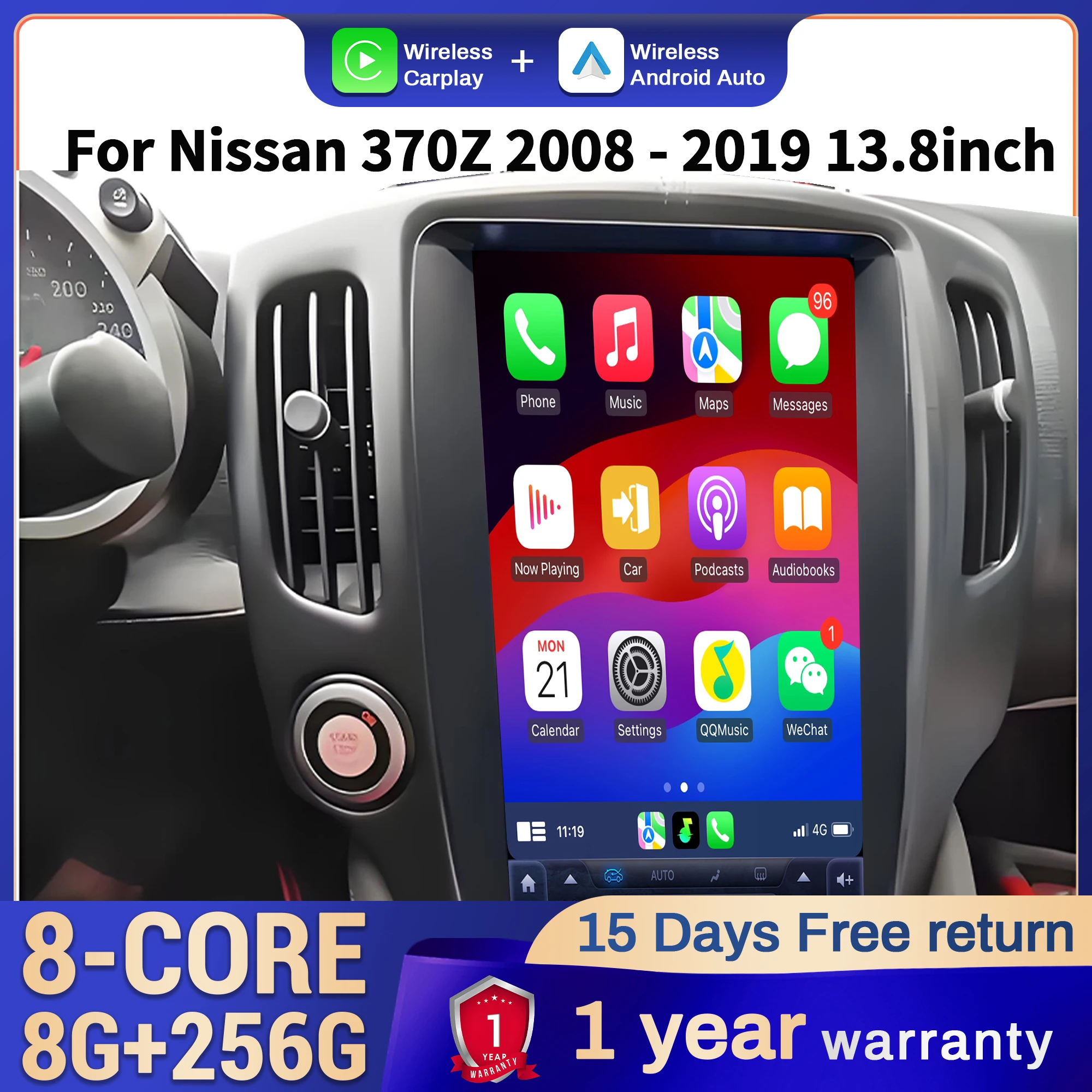13.8 Inch Car Radio for Nissan 370Z 2008-2019 Android 14 4G GPS Wireless Bluetooth CarPlay Touch Screen Stereo Head Unit
13.8 Inch Car Radio for Nissan 370Z 2008-2019 Android 14 4G GPS Wireless Bluetooth CarPlay Touch Screen Stereo Head Unit