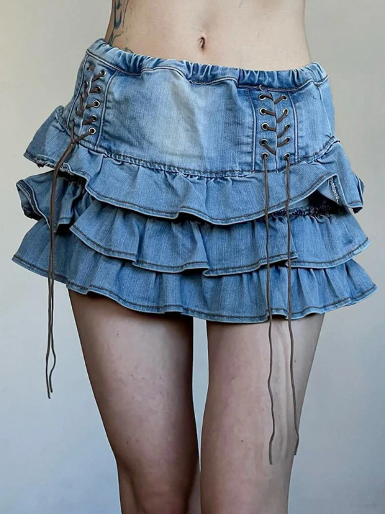 American Retro Denim Skirt Harajuku Vintage Low Waist Slimming A-Swing Cake Skirt Casual Gradient Hip Wrap Short Skirts New 2024
American Retro Denim Skirt Harajuku Vintage Low Waist Slimming A-Swing Cake Skirt Casual Gradient Hip Wrap Short Skirts New 2024