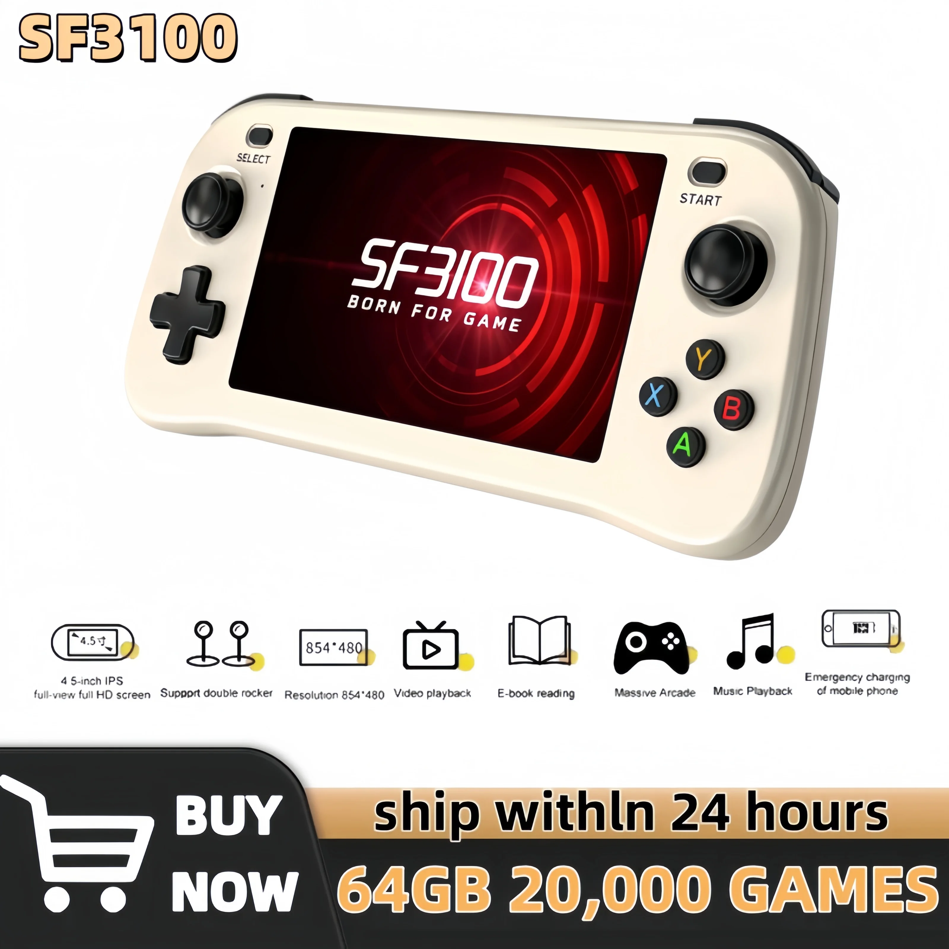 SF3100 Retro Handheld Video Game Console Linux System 4.5 Inch 854*480 IPS Screen 3000mAh Portable 64GB Pocket Player Games
SF3100 Retro Handheld Video Game Console Linux System 4.5 Inch 854*480 IPS Screen 3000mAh Portable 64GB Pocket Player Games