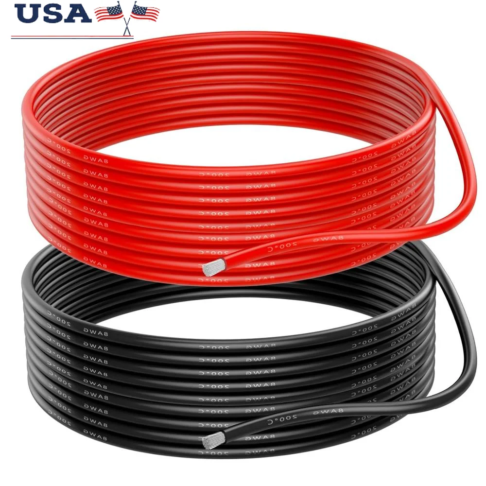 8 AWG Silicone Electrical Wire Copper Stranded Wire 20ft Red Black Tinned Copper Soft Flexible High Temp Resistance 66A
8 AWG Silicone Electrical Wire Copper Stranded Wire 20ft Red Black Tinned Copper Soft Flexible High Temp Resistance 66A