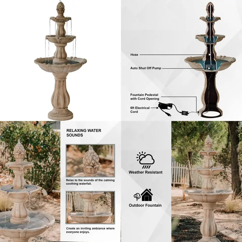 Бежевый трехуровневый фонтан высотой 51-дюймовый с насосом и верхней частью ананаса
Бежевый трехуровневый фонтан высотой 51-дюймовый с насосом и верхней частью ананаса