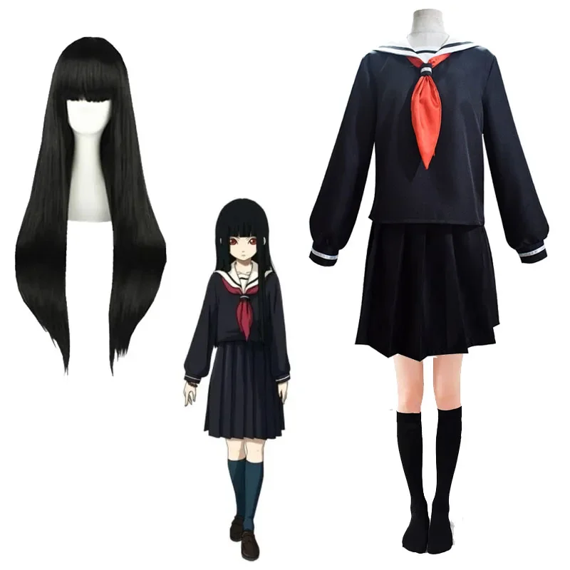 Костюм для косплея Hell Girl Enma Ai, костюм для косплея Jigoku Shojo JK, Униформа, костюм из двух предметов, черный парик, длинные прямые волосы
Костюм для косплея Hell Girl Enma Ai, костюм для косплея Jigoku Shojo JK, Униформа, костюм из двух предметов, черный парик, длинные прямые волосы