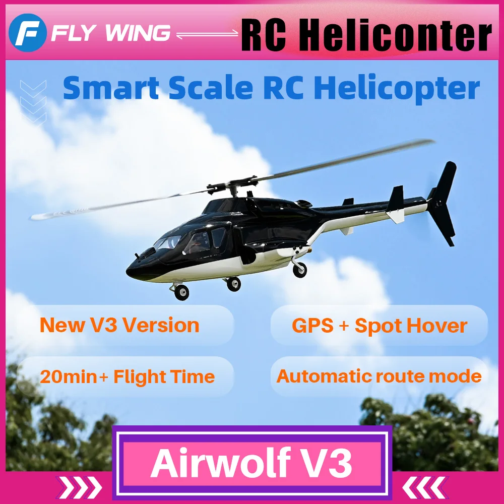 FLYWING Airwolf V3 Scale Helicopter with H1 Flight Control 470 Size High simulation and Long Endurance 6CH remote control heli 
FLYWING Airwolf V3 Scale Helicopter with H1 Flight Control 470 Size High simulation and Long Endurance 6CH remote control heli
