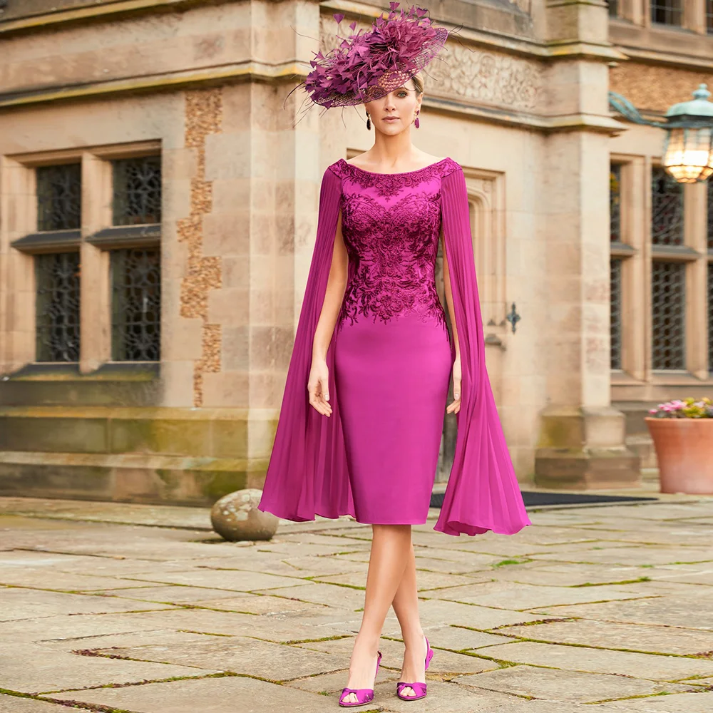 Hot Pink Mother of the Bride Dresses O-Neck Long Sleeves Wedding Guest Gowns Knee-Length Elegant Dress Women For Wedding Party
Hot Pink Mother of the Bride Dresses O-Neck Long Sleeves Wedding Guest Gowns Knee-Length Elegant Dress Women For Wedding Party