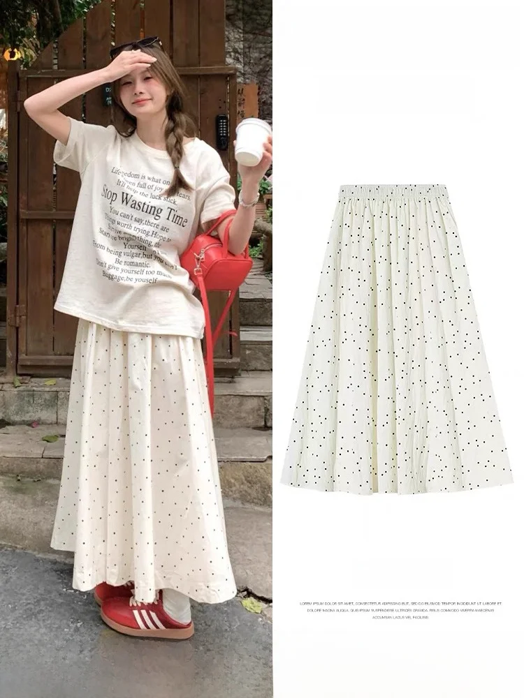 Summer Polka Dot Half Skirt Women's A-Line Midi Umbrella Skirt High Waist Korean Style Straight Body Fit Single Piece 2024
Summer Polka Dot Half Skirt Women's A-Line Midi Umbrella Skirt High Waist Korean Style Straight Body Fit Single Piece 2024
