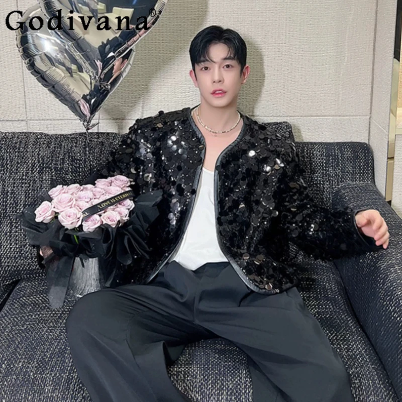 Spring Autumn Street Silver Sequined Handsome Long Sleeve Jacket Men's Fashion Versatile Round Neck Personalized Leisure Coat
Spring Autumn Street Silver Sequined Handsome Long Sleeve Jacket Men's Fashion Versatile Round Neck Personalized Leisure Coat