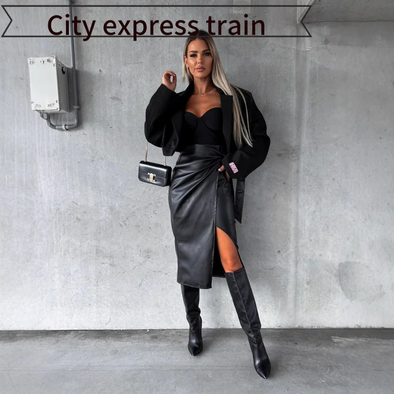 Embroidered Slim Fit Par Dr Lace up High Slit Autumn Winter PU Material Commute Sle with Sa Korean Version f Skirt
Embroidered Slim Fit Par Dr Lace up High Slit Autumn Winter PU Material Commute Sle with Sa Korean Version f Skirt