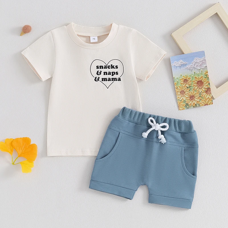 Toddler Baby Boy Clothes Letter Print Short Sleeve T-Shirt Tops Solid Shorts Set Infant Summer Outfits Set
Toddler Baby Boy Clothes Letter Print Short Sleeve T-Shirt Tops Solid Shorts Set Infant Summer Outfits Set