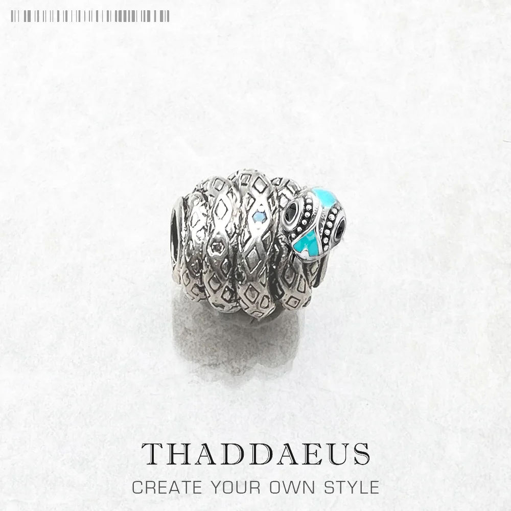 Бусины в этническом стиле, синяя змея, серебро 925 пробы, модный подарок, шармы из кармы, европейские ювелирные аксессуары