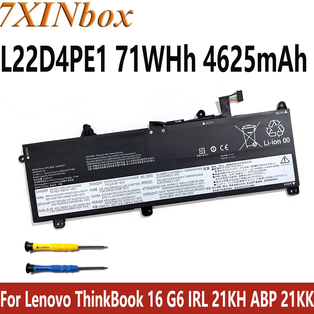 7XINbox L22D4PE1 71WHh 4625mAh Аккумулятор для ноутбука Lenovo ThinkBook 16 G6 IRL 21KH ABP 21KK G7 IML 21MS G8 IRL 21SH бесплатные инструменты
7XINbox L22D4PE1 71WHh 4625mAh Аккумулятор для ноутбука Lenovo ThinkBook 16 G6 IRL 21KH ABP 21KK G7 IML 21MS G8 IRL 21SH бесплатные инструменты