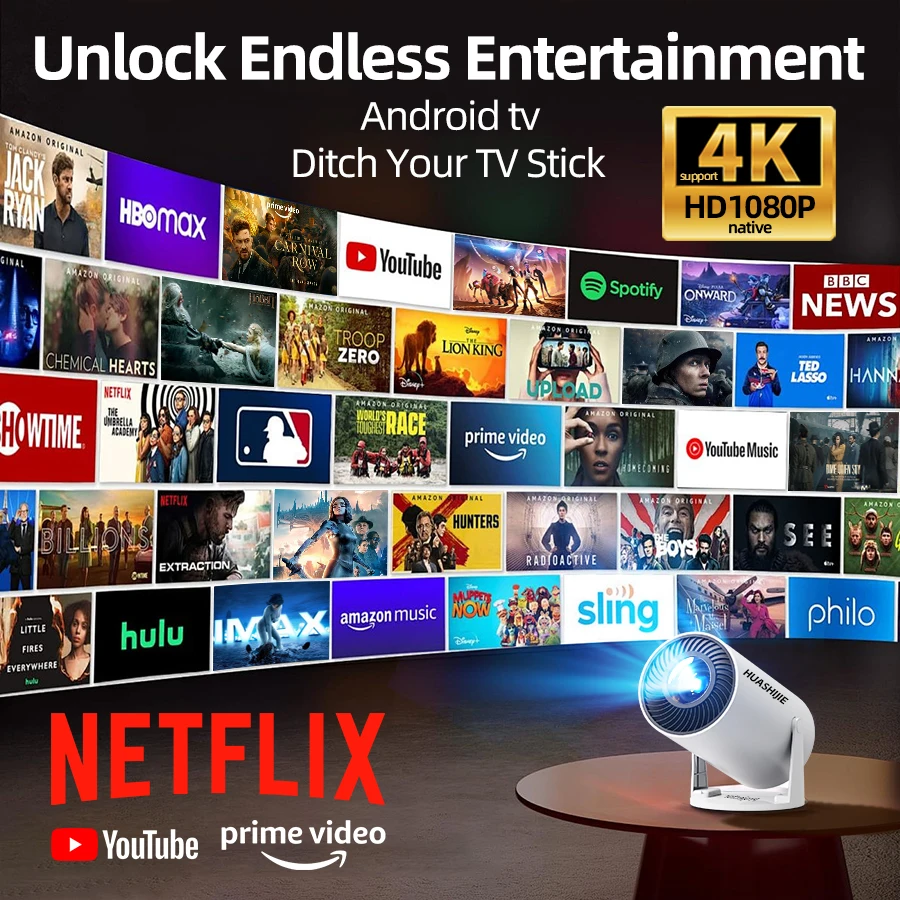 Умный HD-проектор с Wi-Fi на базе Android, разрешение 1080P, поддержка 4K для домашнего кинотеатра, встроенные динамики, подарок на Рождество и День святого Валентина
Умный HD-проектор с Wi-Fi на базе Android, разрешение 1080P, поддержка 4K для домашнего кинотеатра, встроенные динамики, подарок на Рождество и День святого Валентина