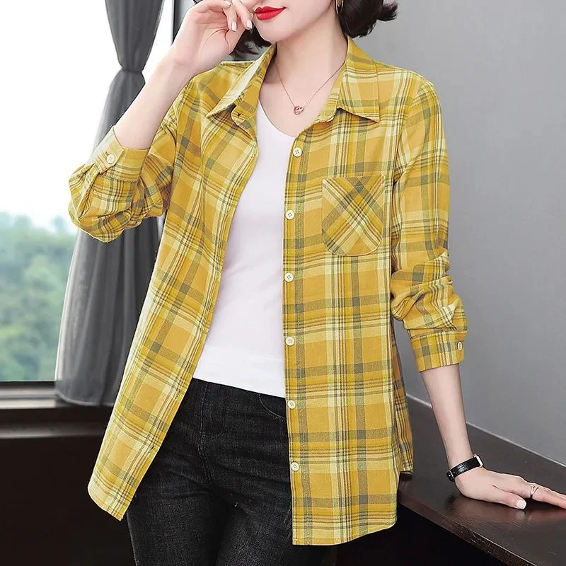 Cotton Plaid Shirt Women's 2025 New Spring Autumn Large Size 5XL Coat Ladies Casual Long-Sleeved Blouse Female Tide Tops
Cotton Plaid Shirt Women's 2025 New Spring Autumn Large Size 5XL Coat Ladies Casual Long-Sleeved Blouse Female Tide Tops