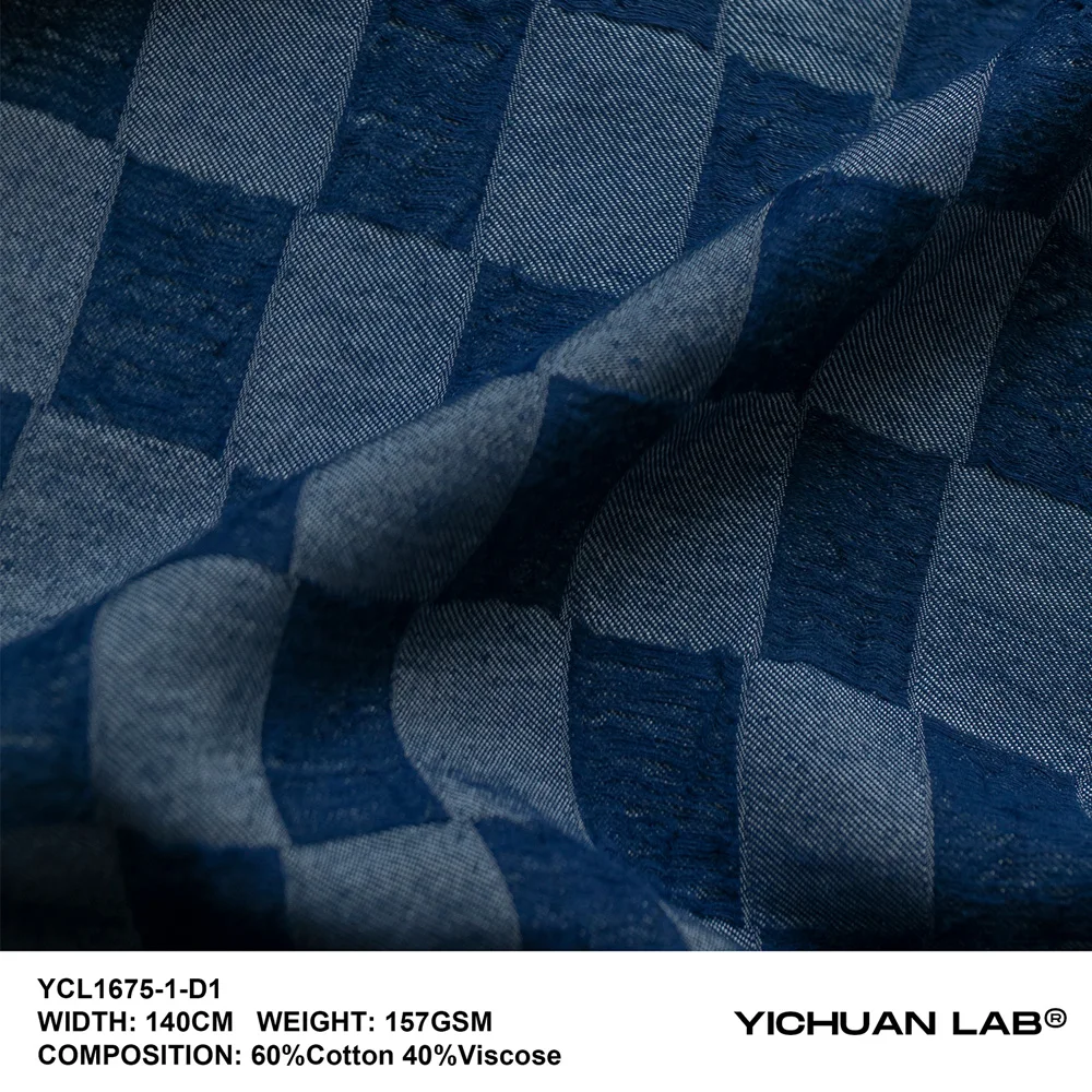 YICHUAN LAB Cotton Viscose Fabric Geometric Yarn-dyed Jacquard Denim Fashion Fabric for Skirts Suits Dresses Trousers Shorts
YICHUAN LAB Cotton Viscose Fabric Geometric Yarn-dyed Jacquard Denim Fashion Fabric for Skirts Suits Dresses Trousers Shorts
