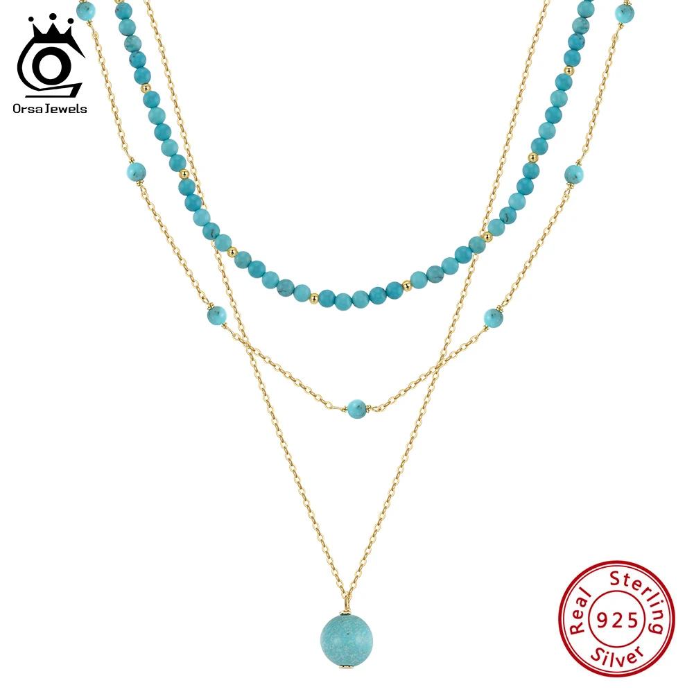 ORSA JEWELS 925 Sterling Silver Unique Multi-layered Natural Turquoise Pendant Necklace Sweater Chain Long Y-shape Jewelry BQN33
ORSA JEWELS 925 Sterling Silver Unique Multi-layered Natural Turquoise Pendant Necklace Sweater Chain Long Y-shape Jewelry BQN33