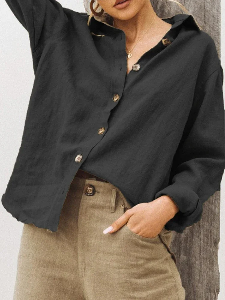 Casual Long Sleeve Cotton Linen Loose Women's Blouse Elegant Solid Vintage Harajuku Button Up Shirt Streetwear Oversized Tops
Casual Long Sleeve Cotton Linen Loose Women's Blouse Elegant Solid Vintage Harajuku Button Up Shirt Streetwear Oversized Tops
