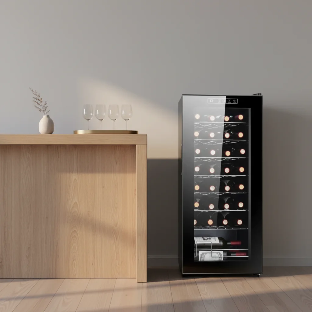 Commercial standing 93L Air Cooling 32 Bottle Wine Cooler Beverage Display Refrigerator
Commercial standing 93L Air Cooling 32 Bottle Wine Cooler Beverage Display Refrigerator