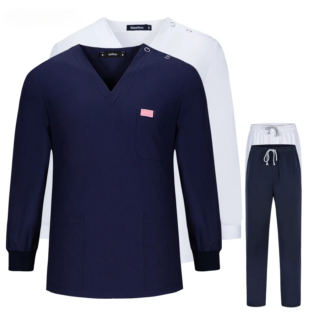Customizable LOGO Unisex Scrub Set V-neck Top+pants Uniform Long Sleeved Doctor Clothes Overalls Pet Grooming Nursing Workwear
Customizable LOGO Unisex Scrub Set V-neck Top+pants Uniform Long Sleeved Doctor Clothes Overalls Pet Grooming Nursing Workwear