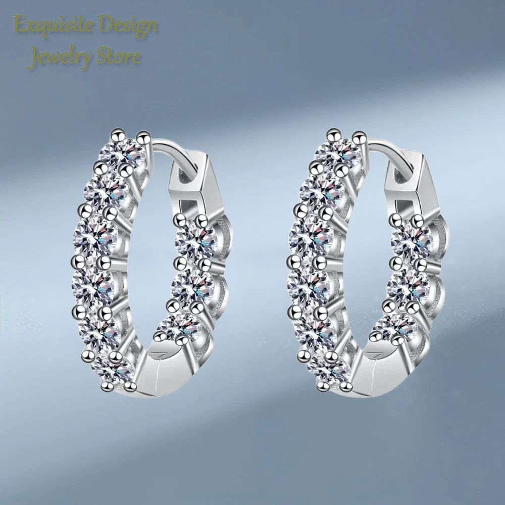 PT950 Platinum Sparkling Row Diamonds Earring for Female Wedding Jewelry, Total 1.8CT Moissanite Hoop Earrings for Women Gift
PT950 Platinum Sparkling Row Diamonds Earring for Female Wedding Jewelry, Total 1.8CT Moissanite Hoop Earrings for Women Gift