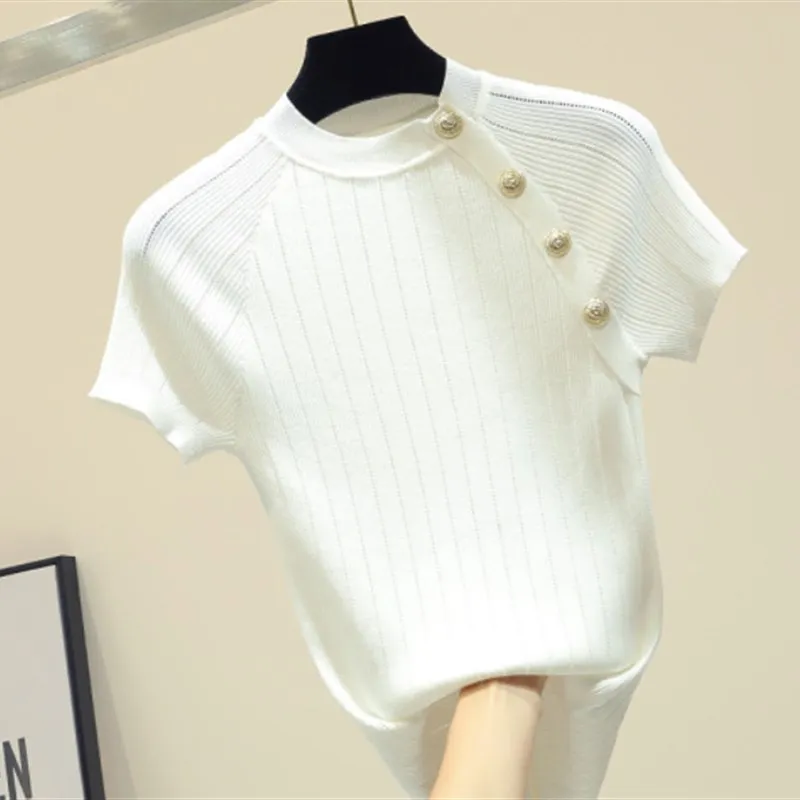 Women's Ice Silk ort Sve T-irt Spring Summer New Faion Ladies' Knittedwear Pure Color Casual Comfortable Top
Women's Ice Silk ort Sve T-irt Spring Summer New Faion Ladies' Knittedwear Pure Color Casual Comfortable Top