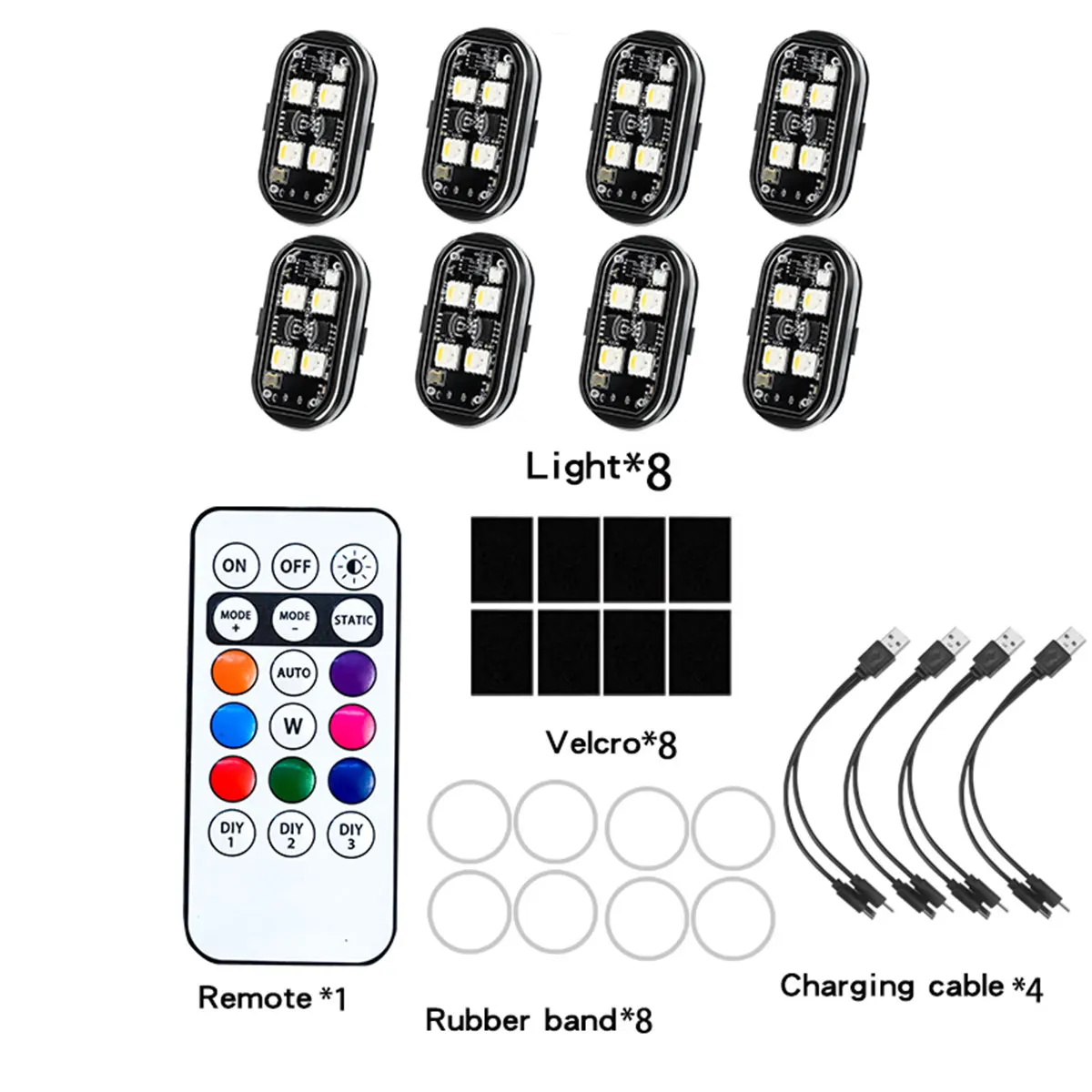 2/4Pcs Wireless Car Ambient Light Color Changing Car Interior Decorative Light with Remote Control Charging Car LED Strobe Light
2/4Pcs Wireless Car Ambient Light Color Changing Car Interior Decorative Light with Remote Control Charging Car LED Strobe Light